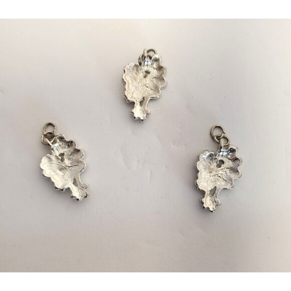 Three Texas Bluebonnet Silver Tone Enamel Bracelet Charms/Pendants/Earrings - Picture 3 of 3